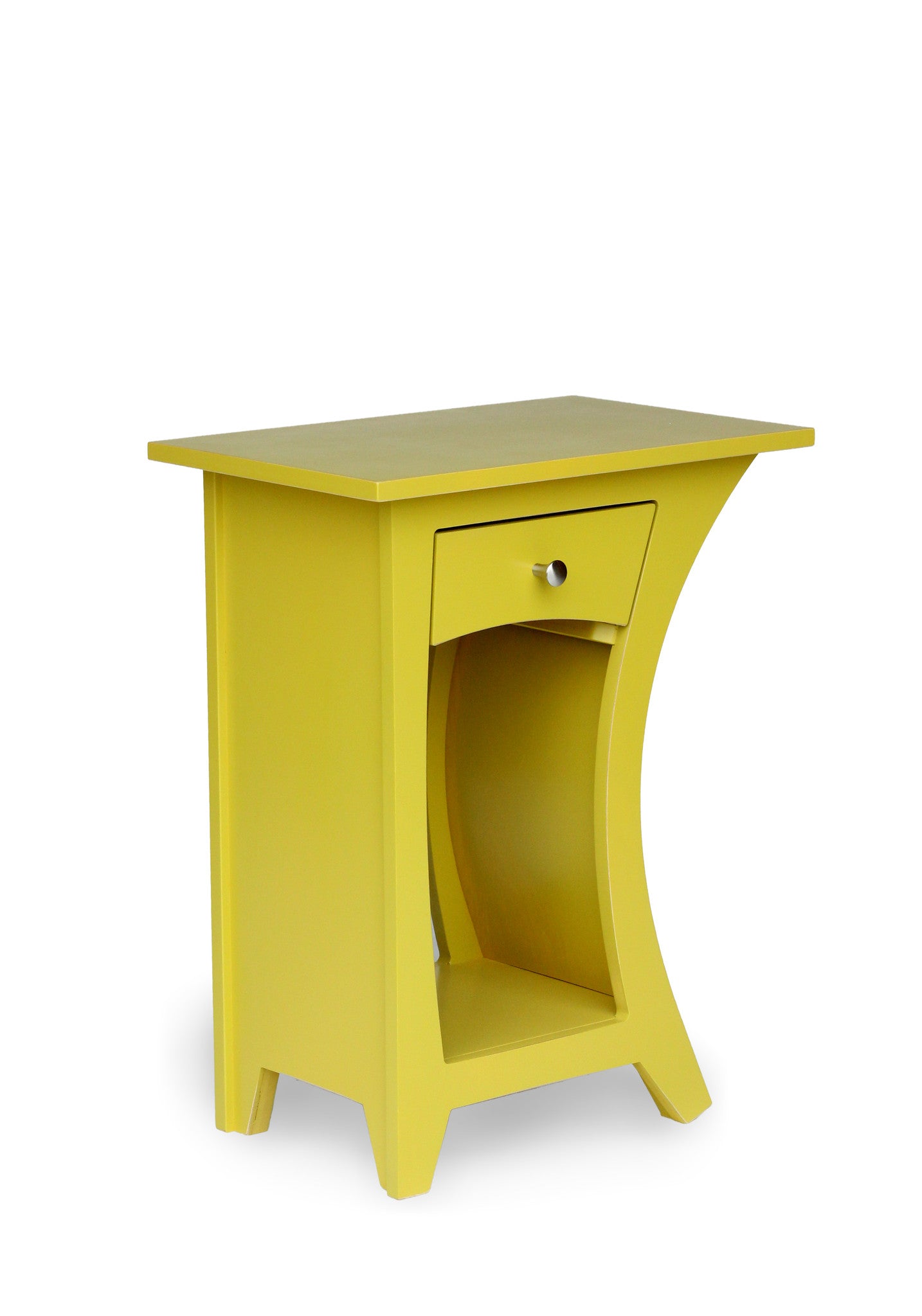 Curved Side Table in Chartreuse Paint