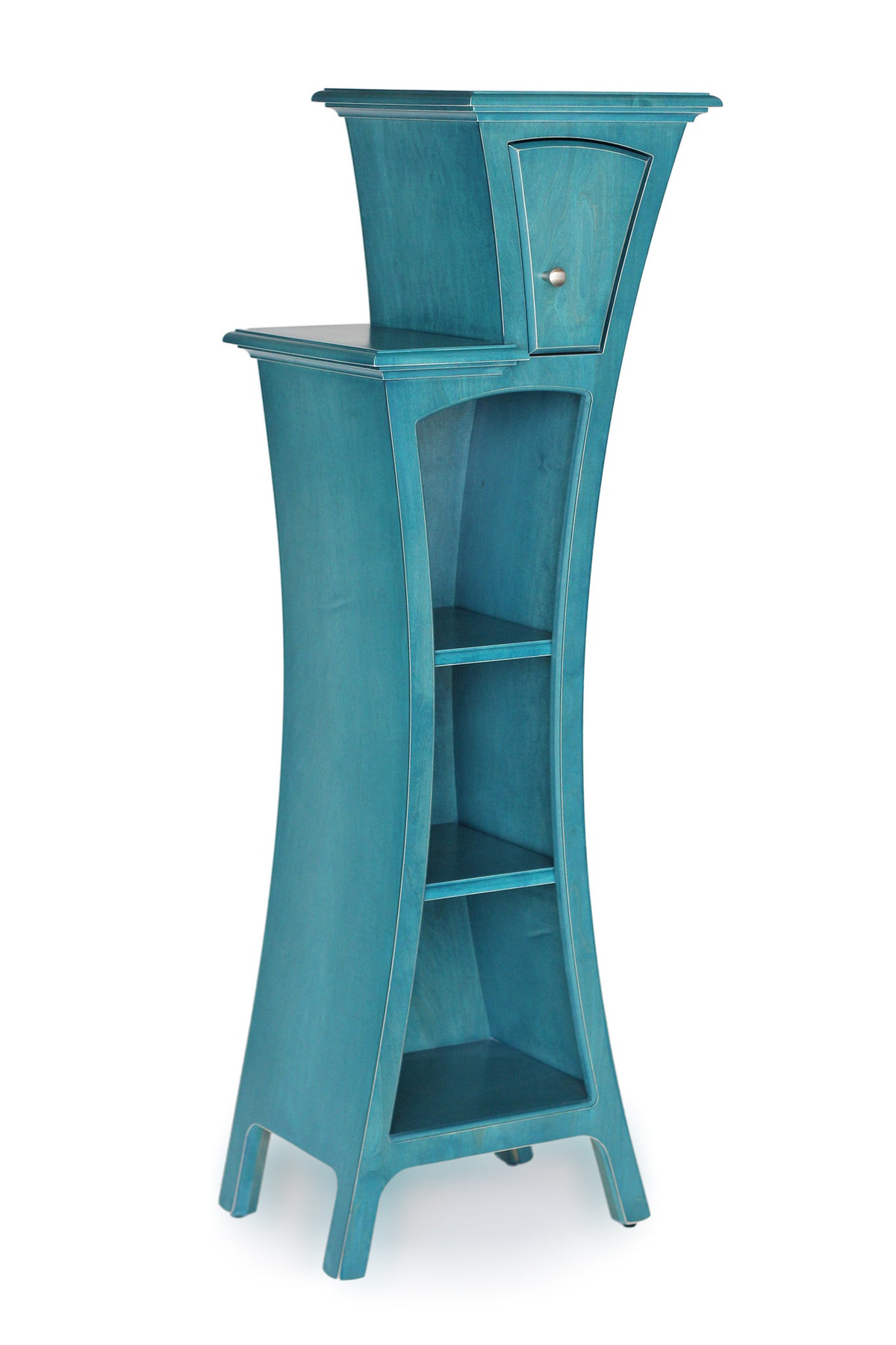 Stepped Display Cabinet with Door in Turquoise Stain