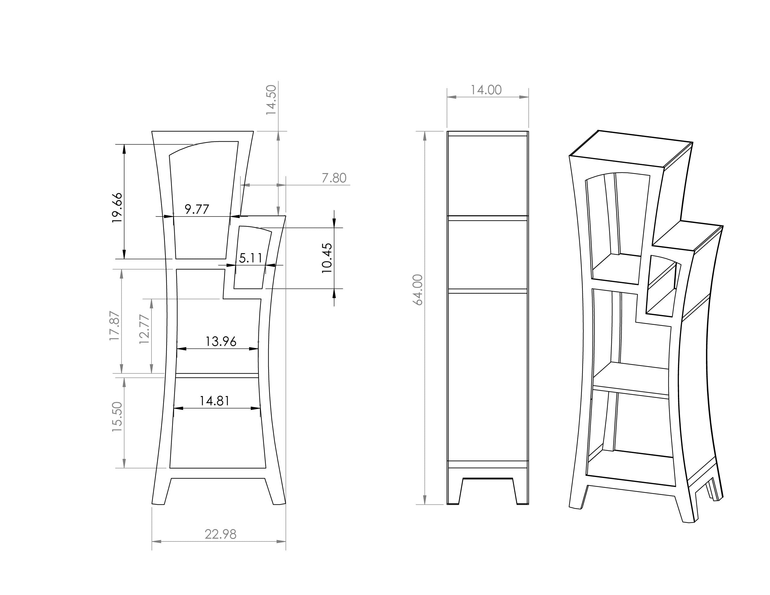 Medium Stepped Bookcase - Reversible Design