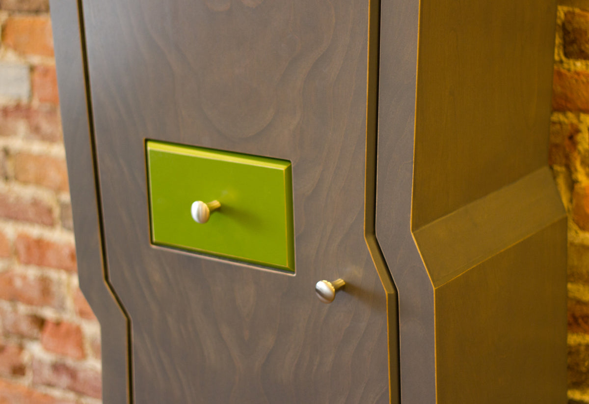Drawer in Door detail - Slate Stain and Apple Green Drawer