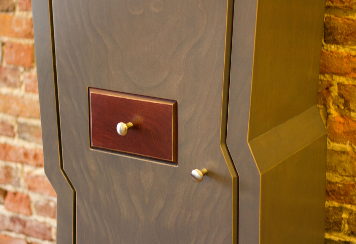 Drawer in Door detail - Slate Stain and Redwood Stain Drawer